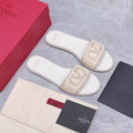 VLTN VLogo Torchon Flat Slides Cream Leather 913083