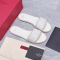 VLTN VLogo Torchon Flat Slides White Leather 913082