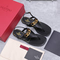 VLTN VLogo Chain Thong Slingback Sandals Black Leather 913081
