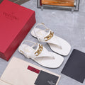 VLTN VLogo Chain Thong Slingback Sandals White Leather 913080