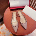 Rockstud Slingback Ballerina Flats Rose Cannelle Leather