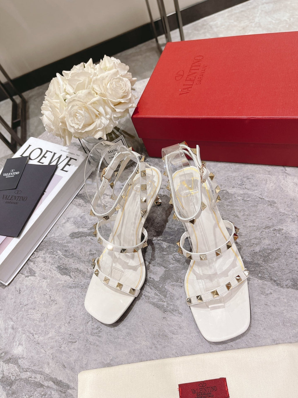 Valentino Rockstud Sandals Heels 60MM Sheepskin