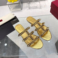 VT 26s Rockstud Flat Sandals Gold Sheepskin