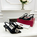 Valentino 25 White Vlogo Signature Slingback Pumps Black Silk 239504