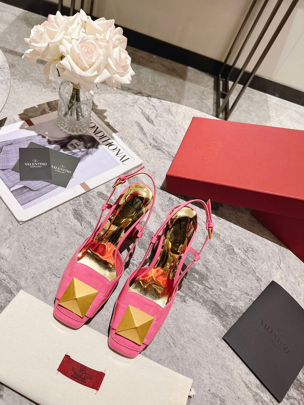 Valentino 25 Slingback High Heels Patent Leather