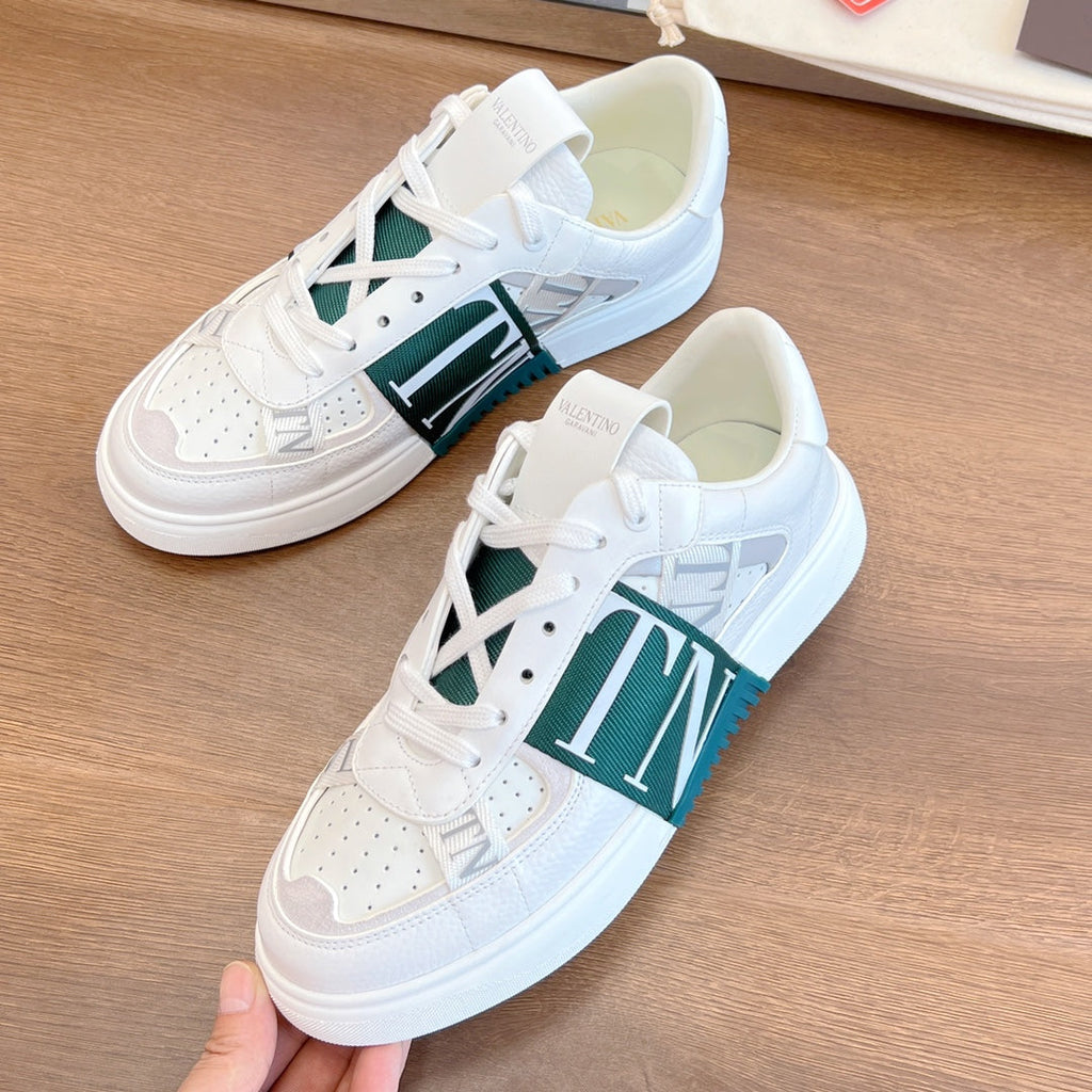 valenti low top vl7n white calfskin dark green canvas