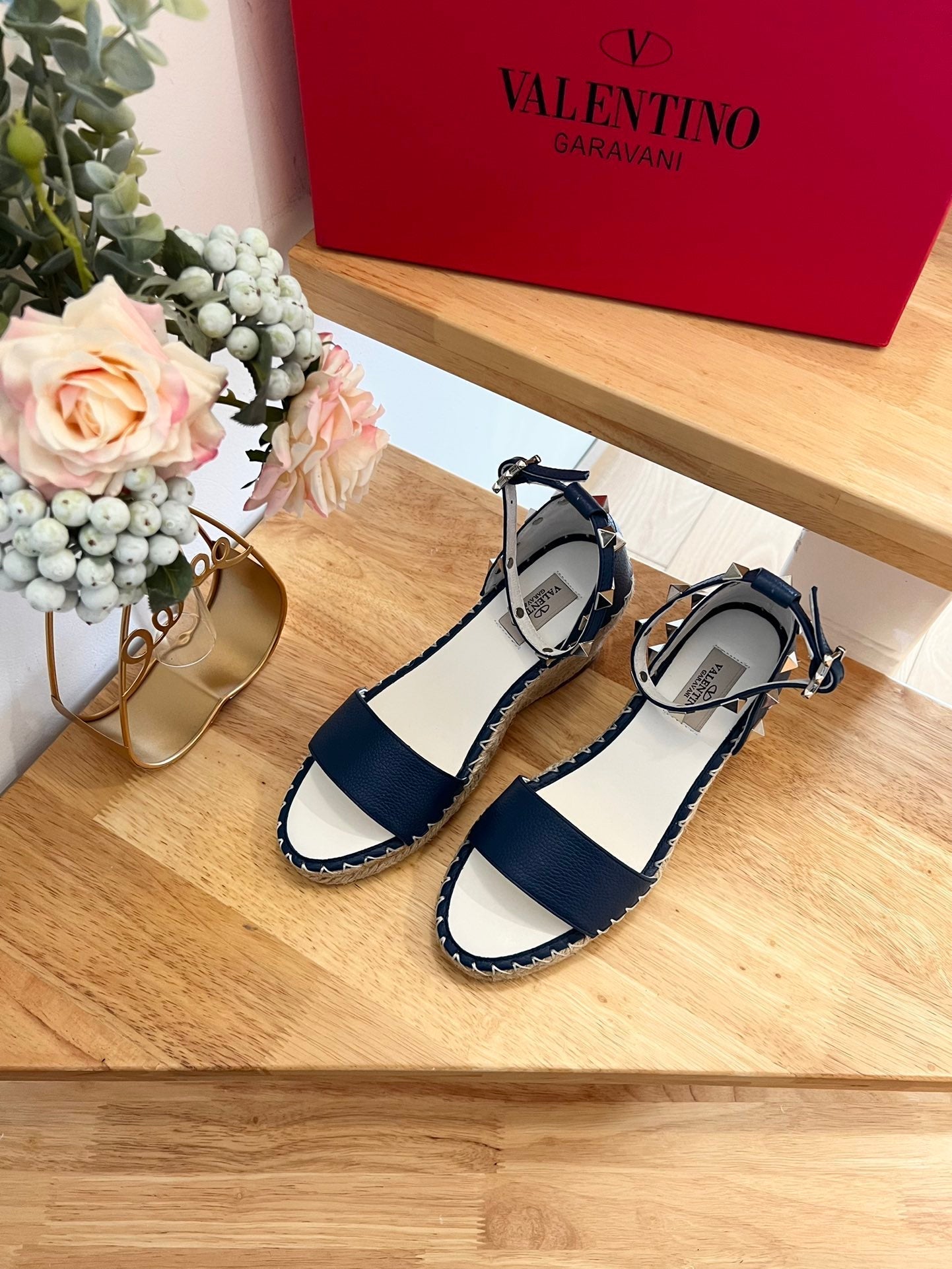 VLogo Rockstud Espadrille Dark Blue Leather 692180