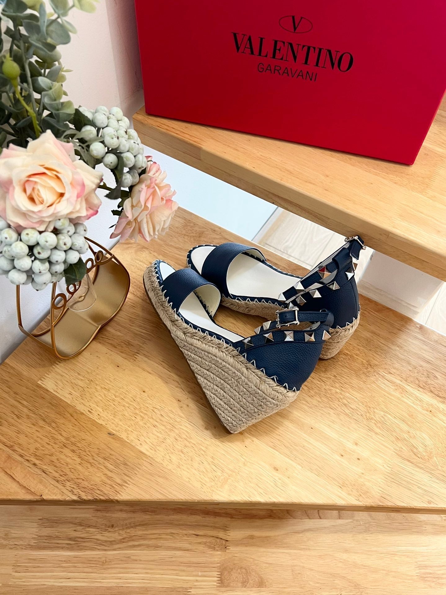 VLogo Rockstud Espadrille Dark Blue Leather 692180