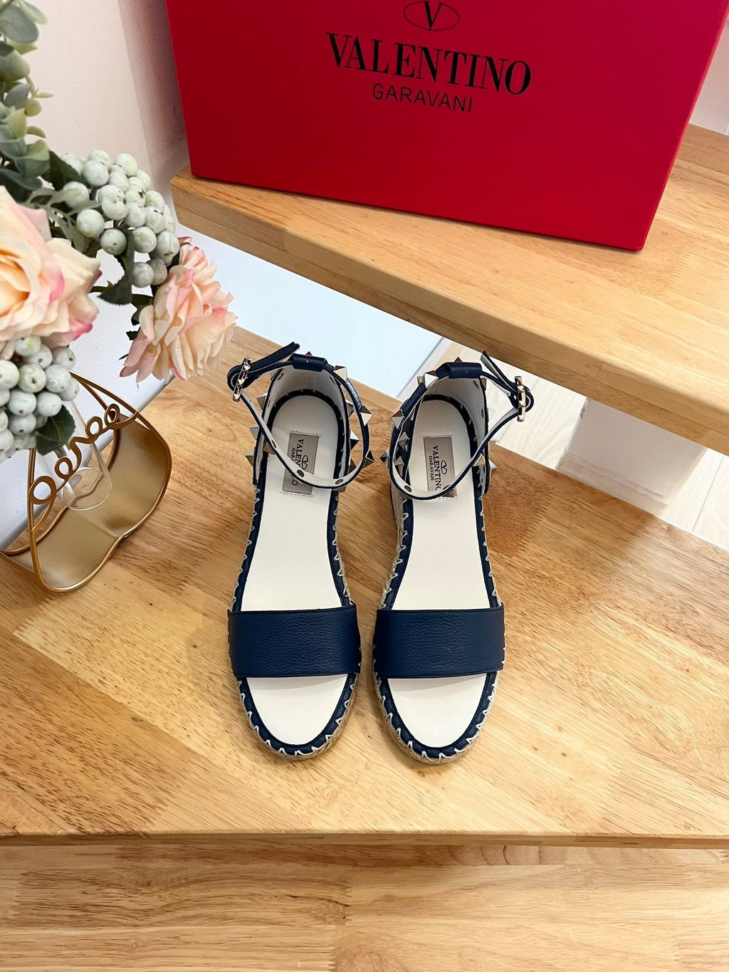 VLogo Rockstud Espadrille Dark Blue Leather 692180
