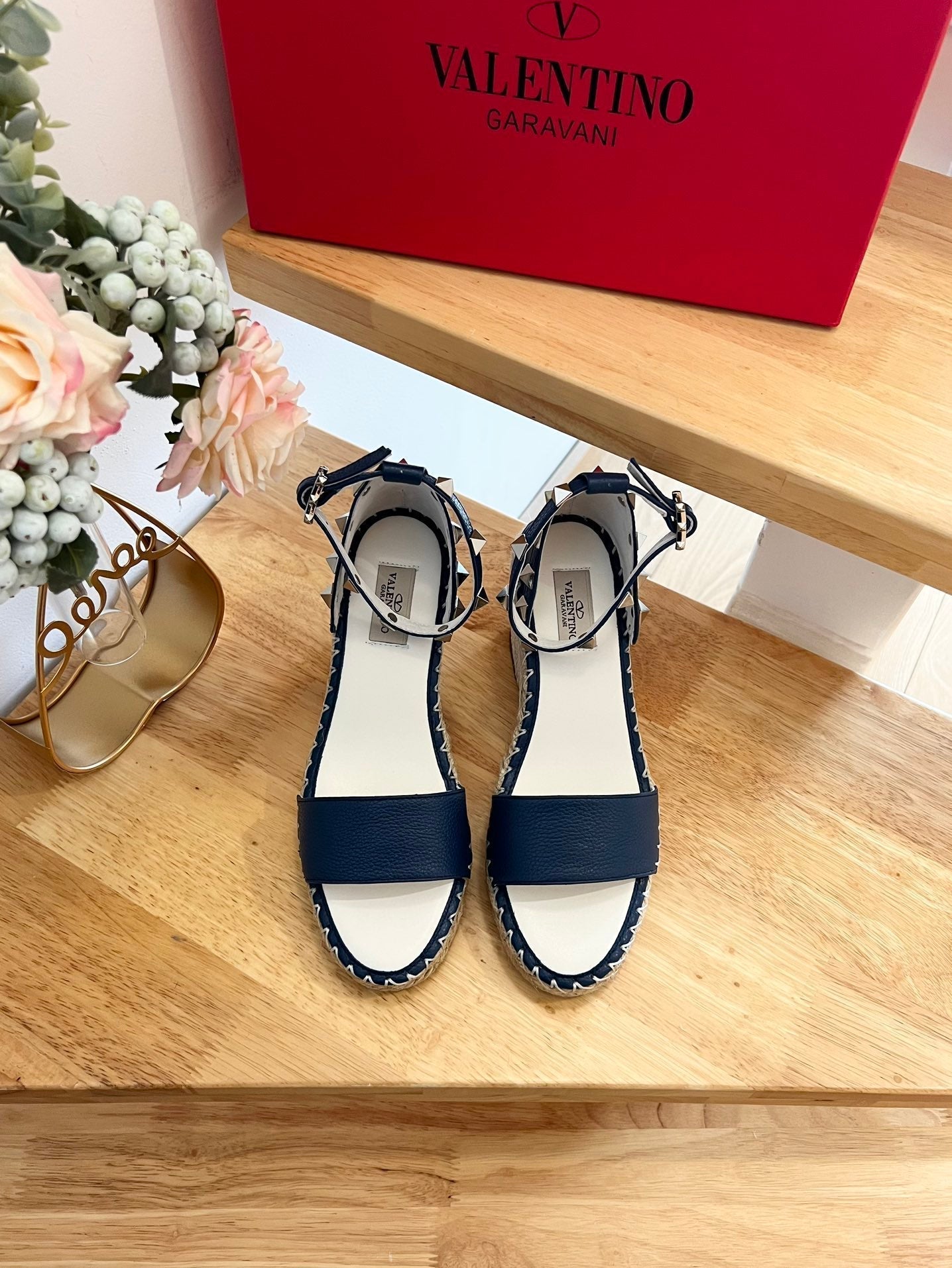 VLogo Rockstud Espadrille Dark Blue Leather 692180