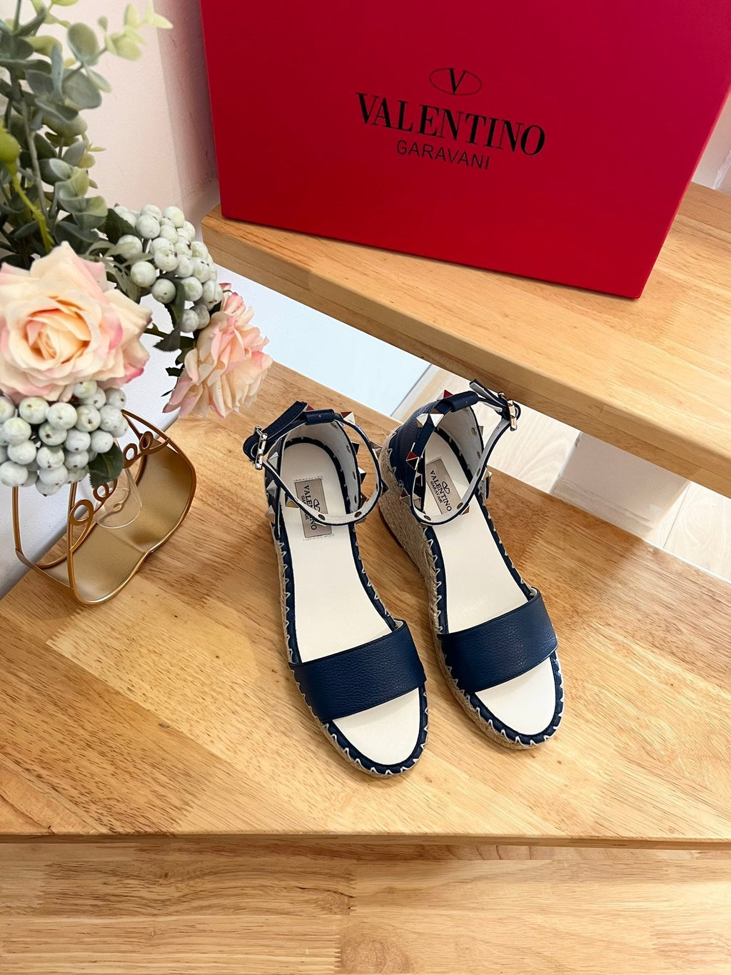 VLogo Rockstud Espadrille Dark Blue Leather 692180