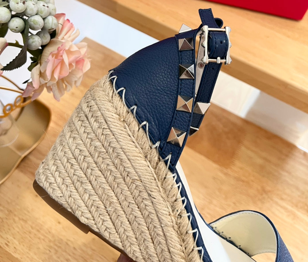 VLogo Rockstud Espadrille Dark Blue Leather 692180