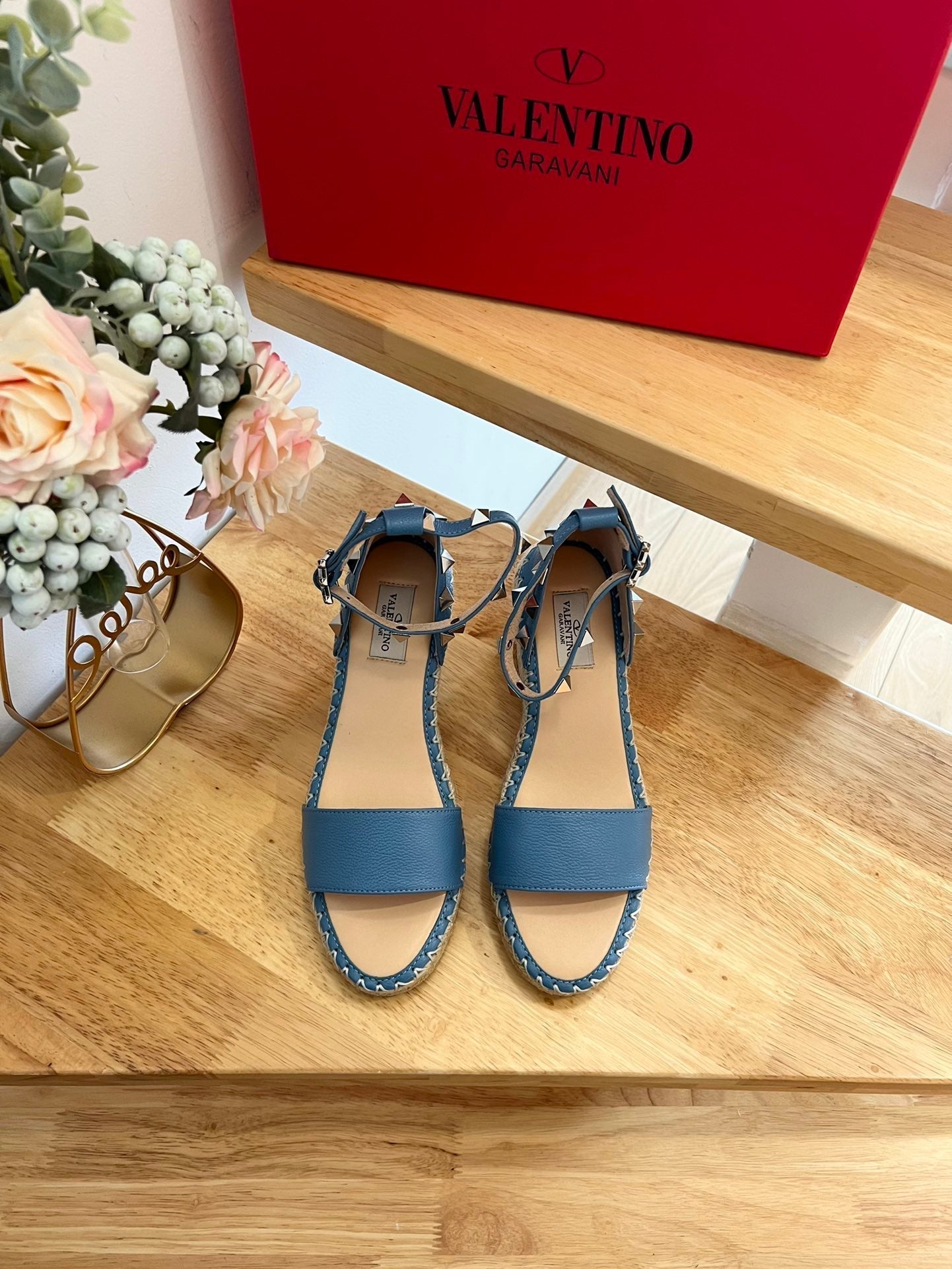 VLogo Rockstud Espadrille Blue Leather 692181
