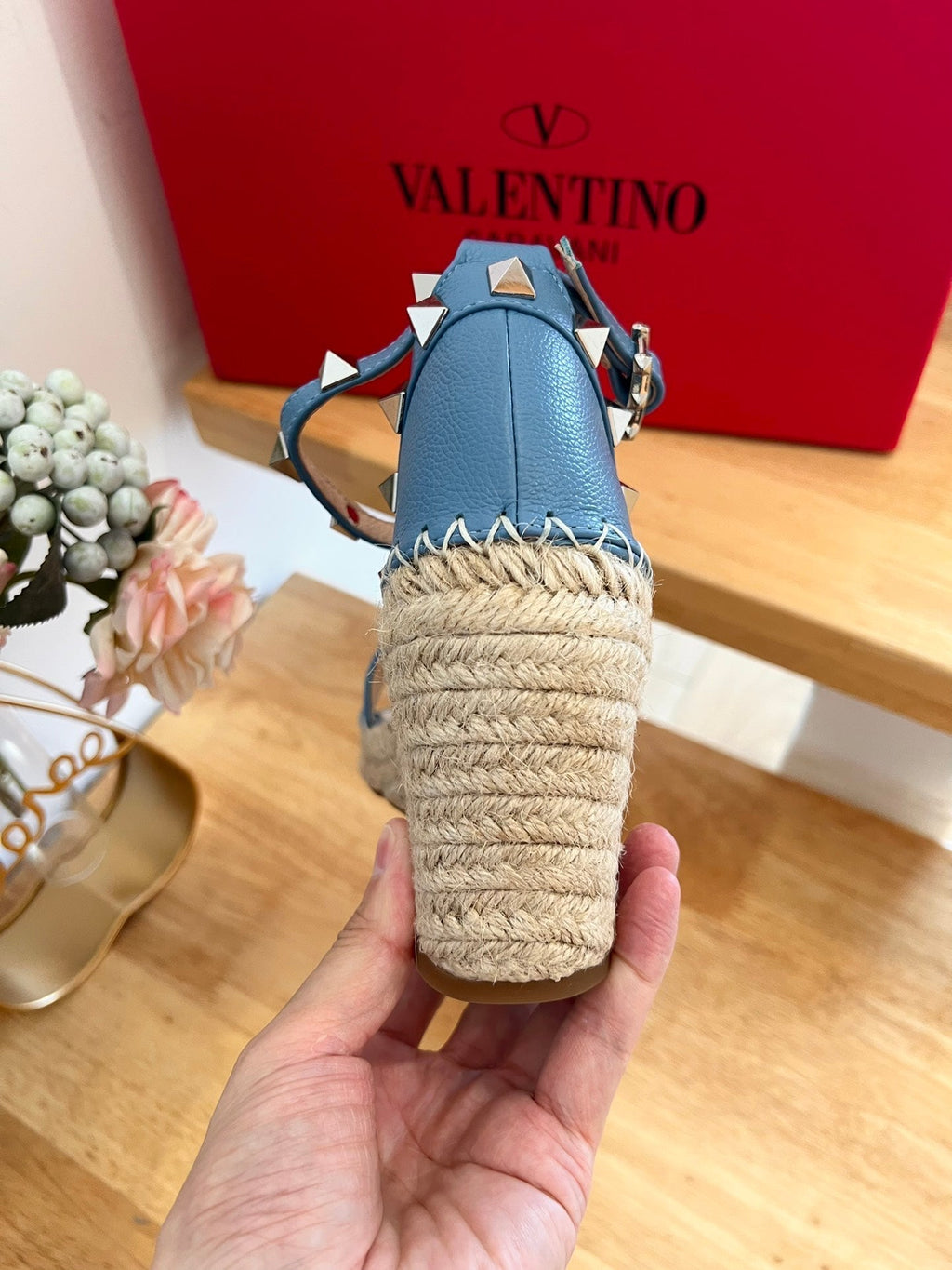 VLogo Rockstud Espadrille Blue Leather 692181