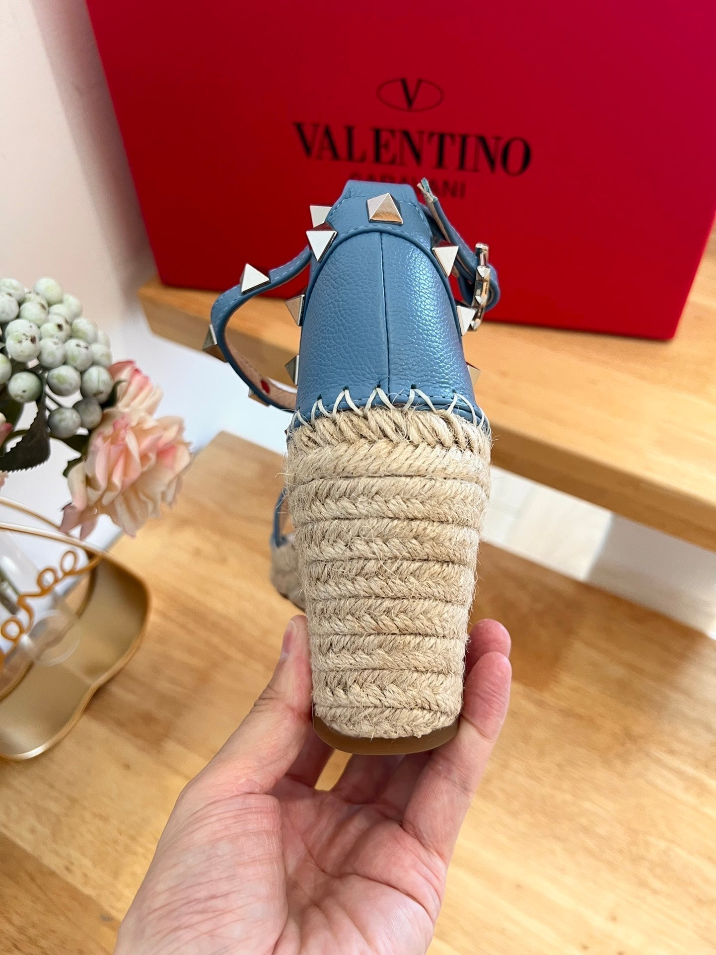 VLogo Rockstud Espadrille Blue Leather 692181