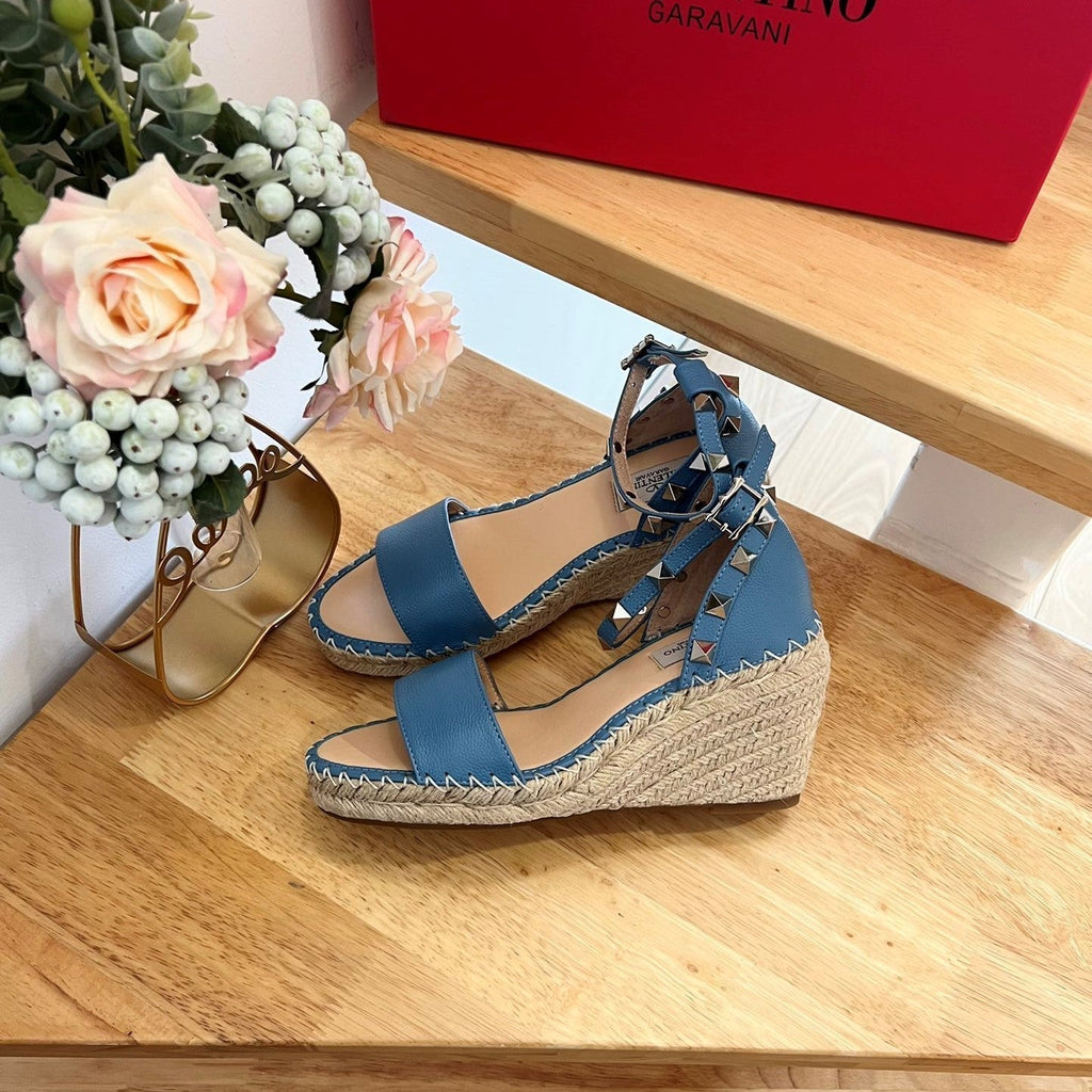 VLogo Rockstud Espadrille Blue Leather 692181