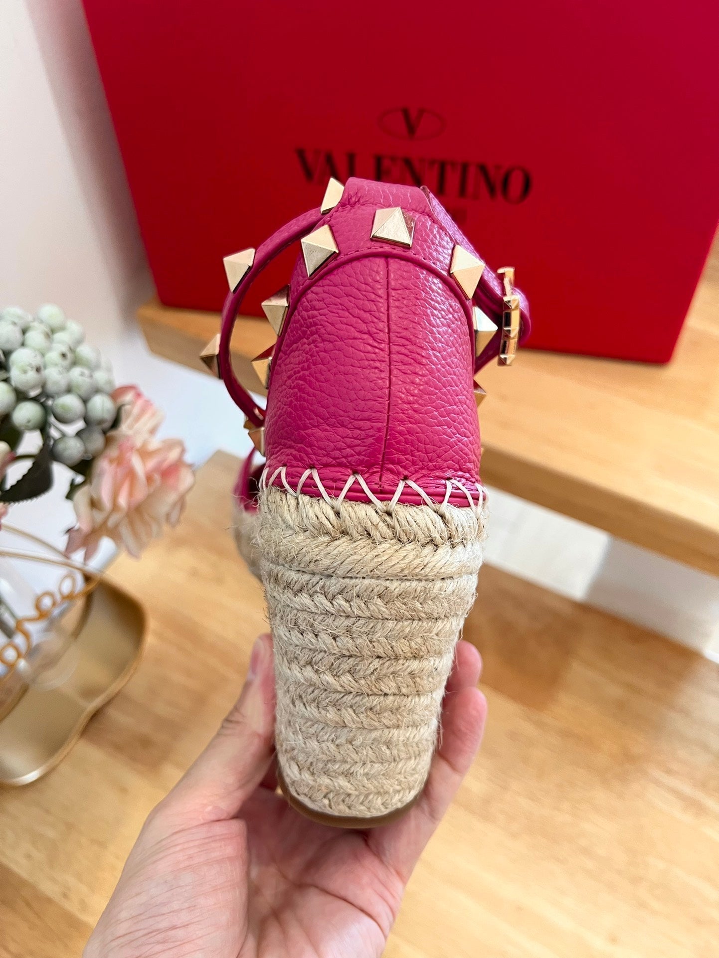 VLogo Rockstud Espadrille Hot Pink 692183