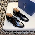 CD HOMME LACE-UP ANKLE BOOT GLOSSY BLACK CALFSKIN