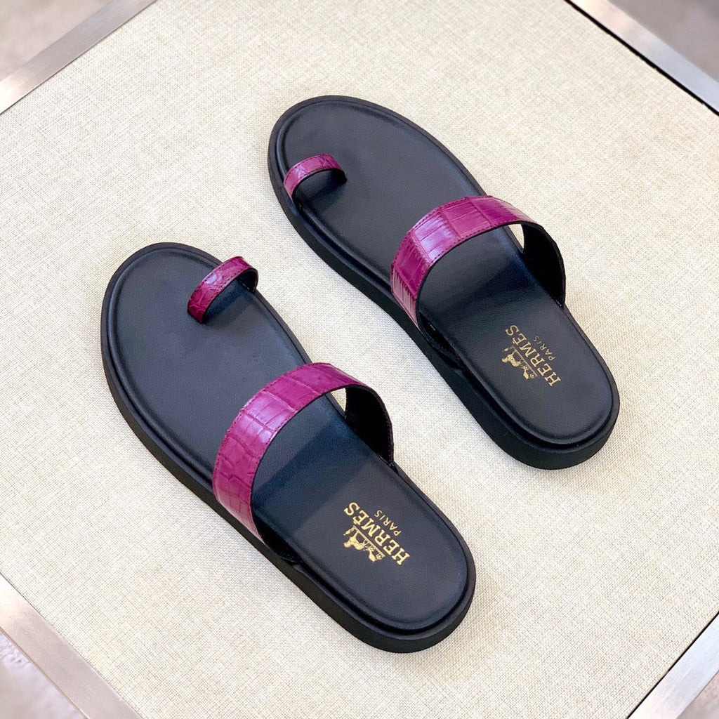 HM Men's Open-toe Sandals Pink Rubber Sheepskin 561661