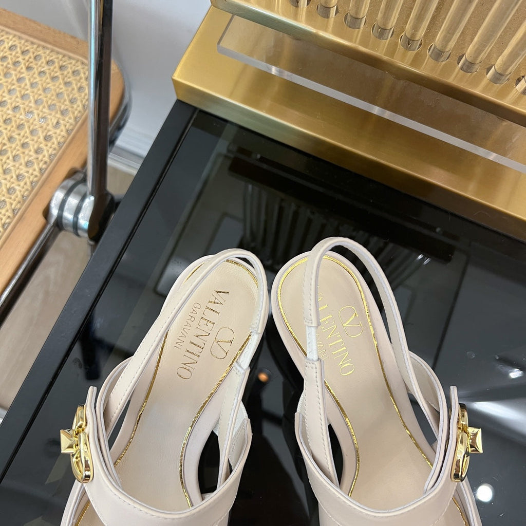 VL Mary-Jane Vlogo Locker Slingback Pumps White Sheepskin 60 Mm