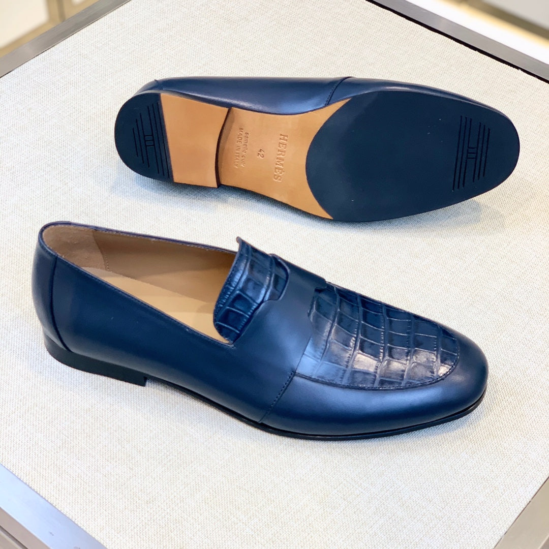 HM Men's Loafer Blue Calfskin 539702