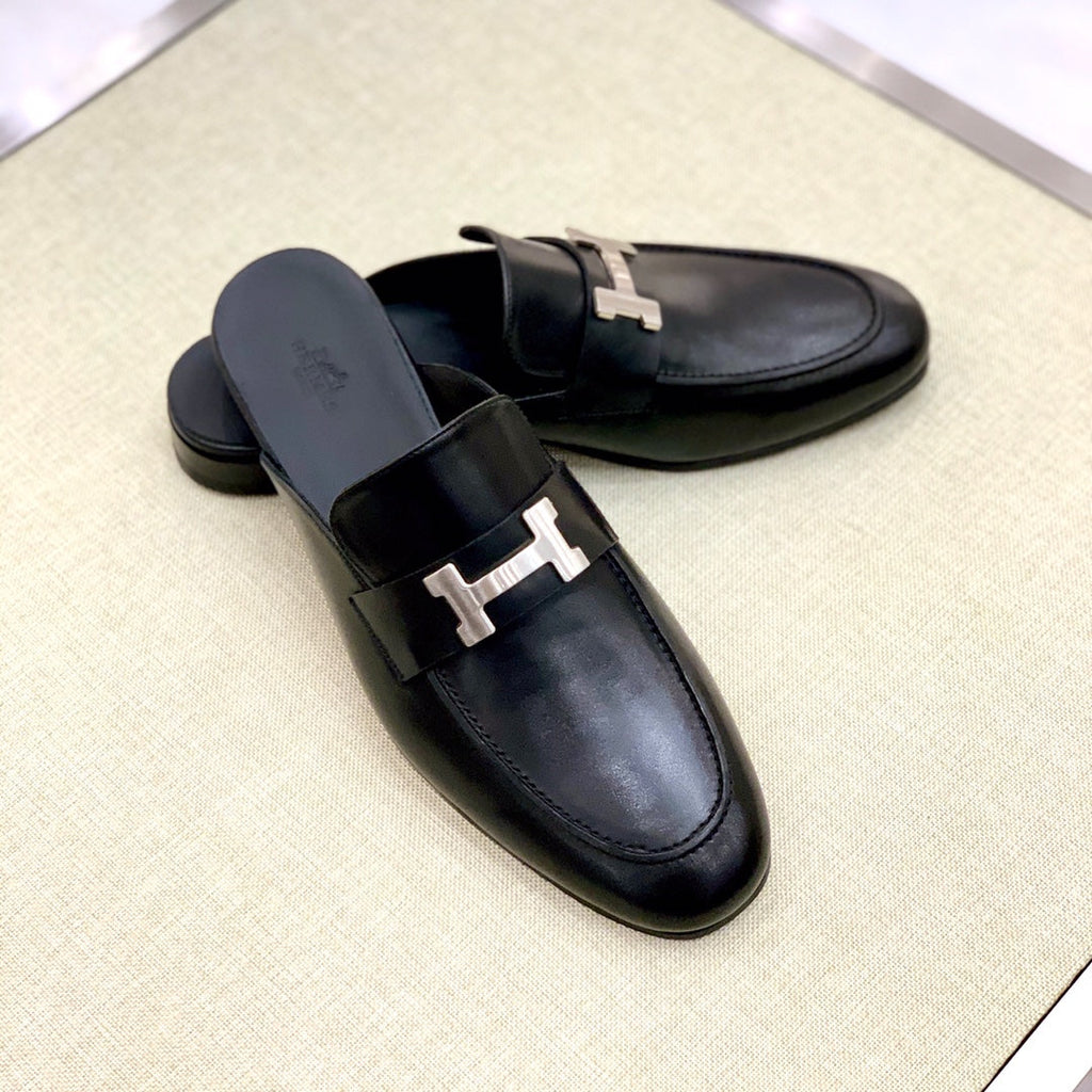 HM Men's Mule Black Calfskin 539720