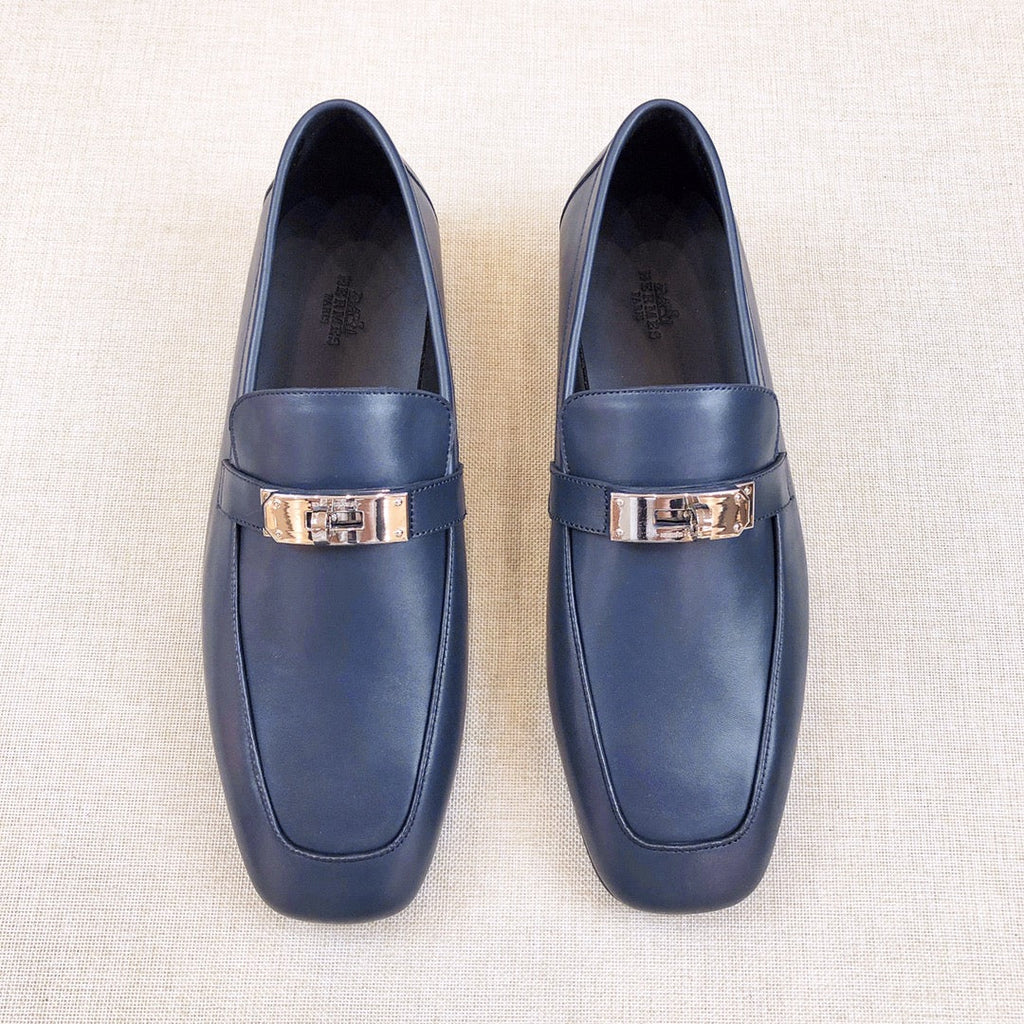 HM Men's Loafer Navy Blue Calfskin 539738