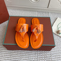 LP Flip Flops In Orange Lambskin Snake Embossing