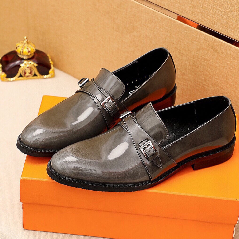 HM Men's Loafer Metallic Gray Patent Leather 637348