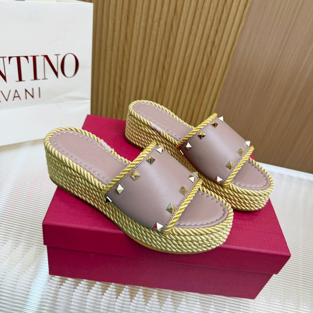 VT 26s Espadrille Slides 5cm Poudre Leather 714905