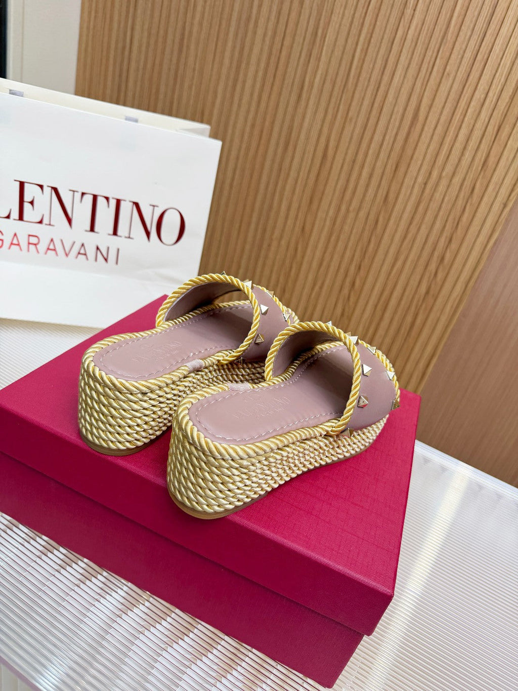 VT 26s Espadrille Slides 5cm Poudre Leather 714905