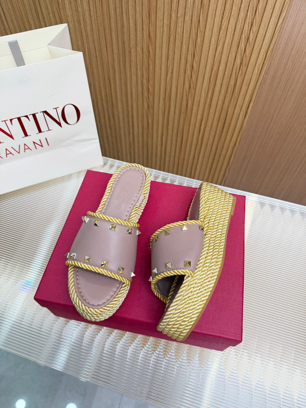 VT 26s Espadrille Slides 5cm Poudre Leather 714905