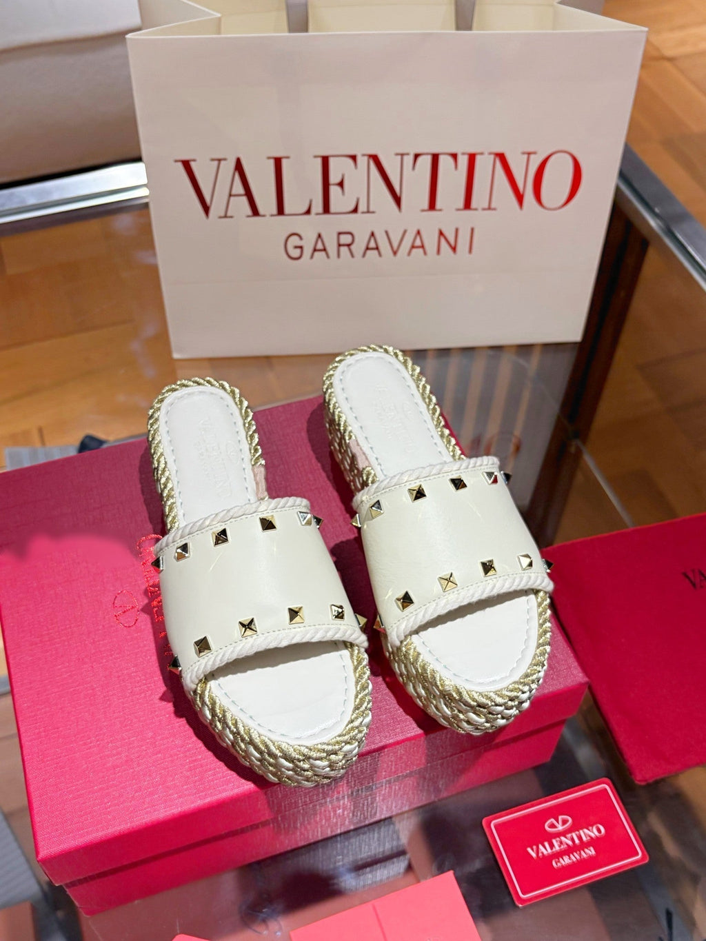 VT 26s Espadrille Slides 5cm Cream Leather 714906