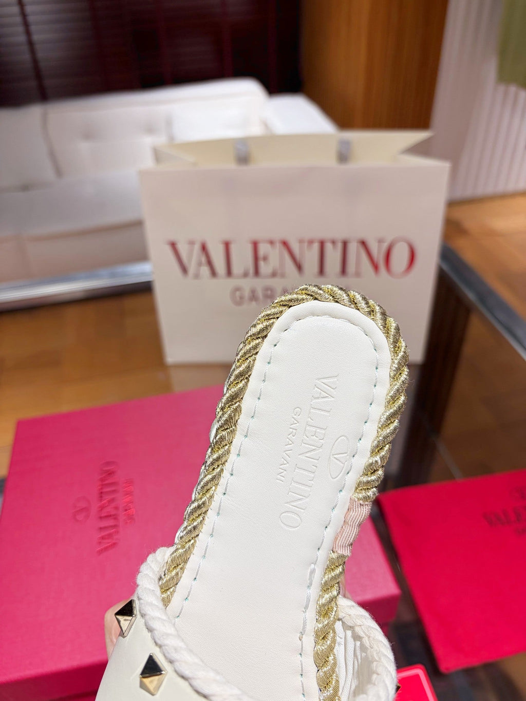 VT 26s Espadrille Slides 5cm Cream Leather 714906