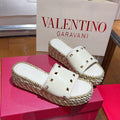VT 26s Espadrille Slides 5cm Cream Leather 714906
