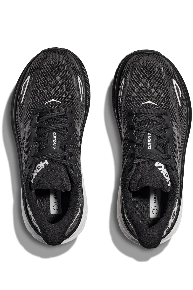 Hoka Mens Clifton 9 Wide - Black/White (1132210-BWHT)