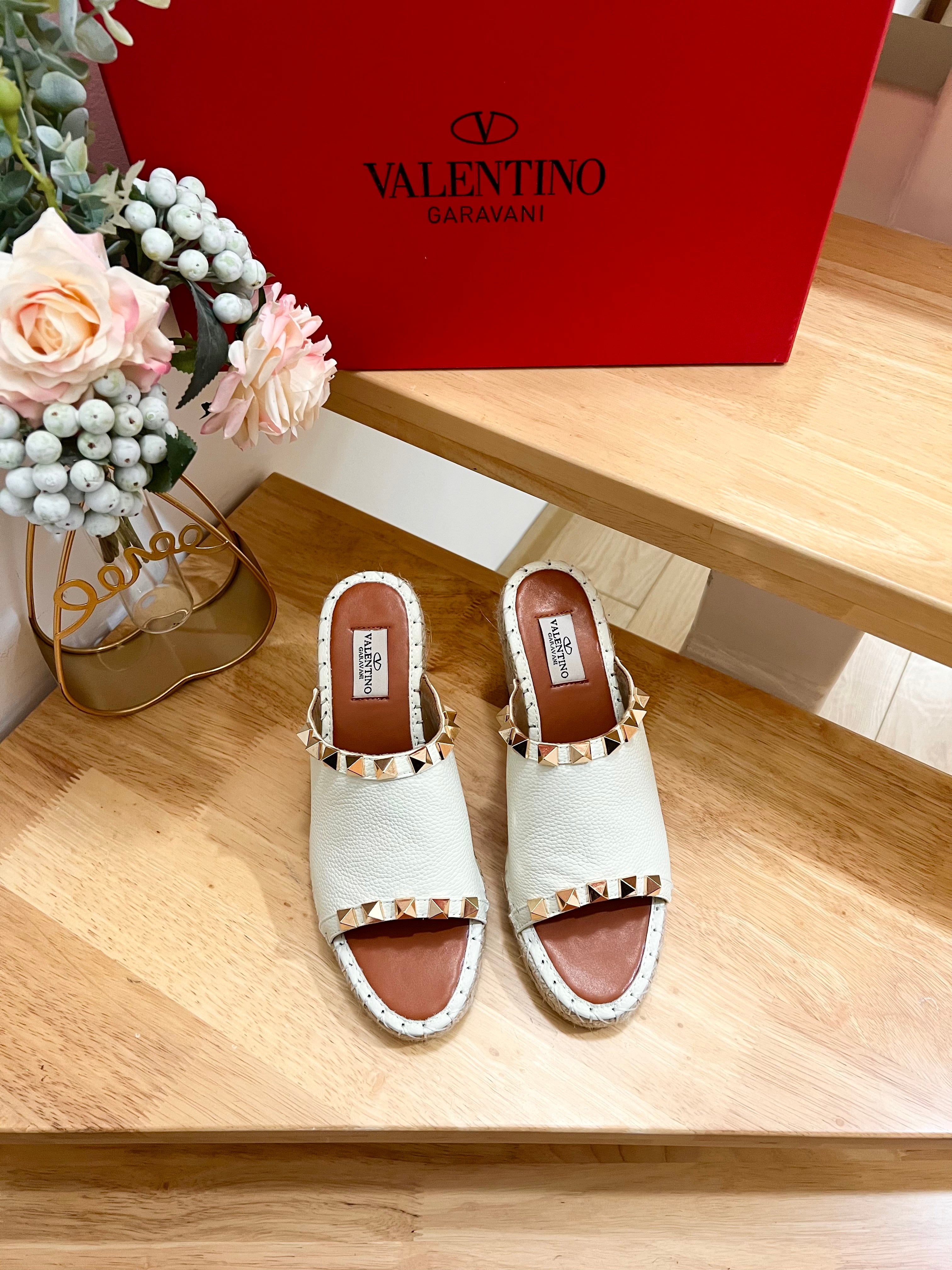 Valentino Mule Wedge White Leather 240594