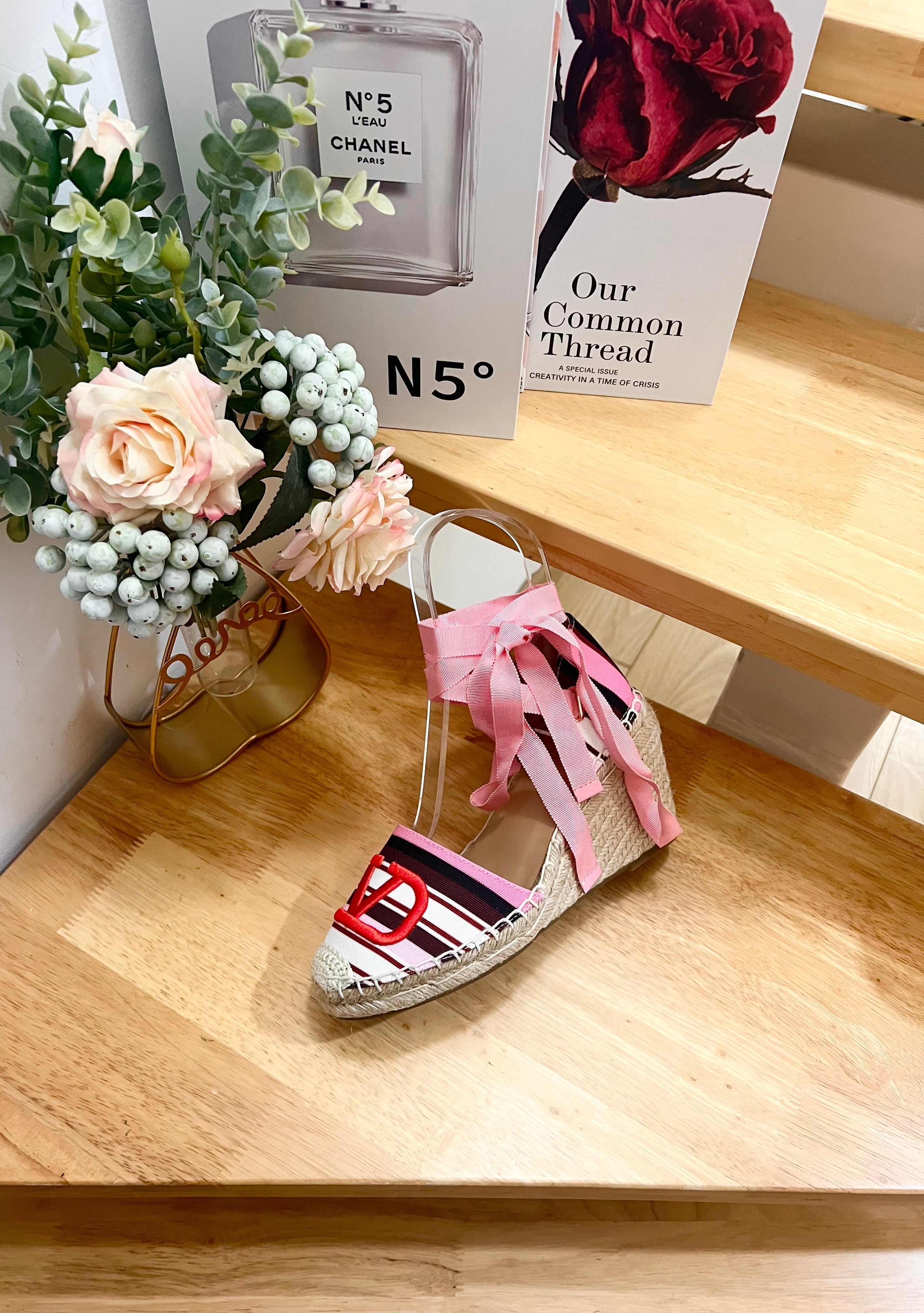 Valentino Espadrille Wedges Multicolor Canvas 240575