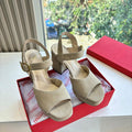 Valentino Fawcette Platform Sandal Light Khahi Suede 702294