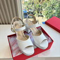 Valentino Fawcette Platform Sandal White Patent Leather 702276
