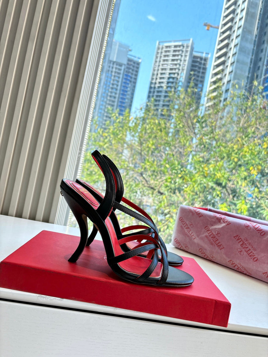 Valentino Fetishique Sandal 10.5cm Black Leather 702282
