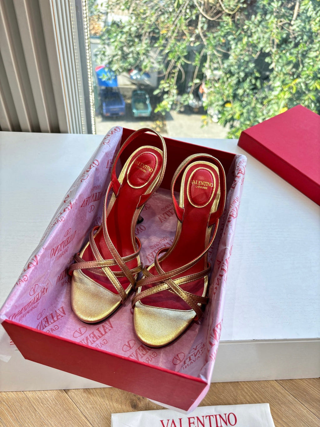 Valentino Fetishique Sandal 10.5cm Gold Leather 702285