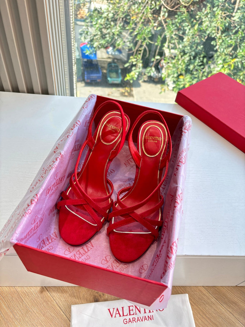 Valentino Fetishique Sandal 10.5cm Red Suede 702288