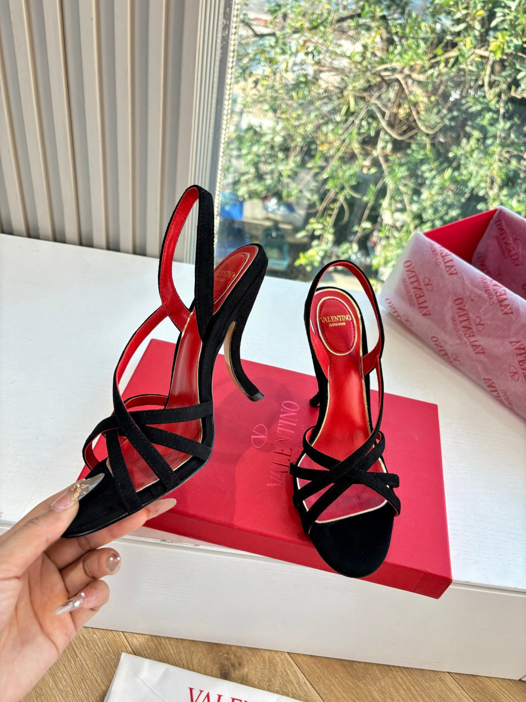 Valentino Fetishique Sandal 10.5cm Black Suede 702290