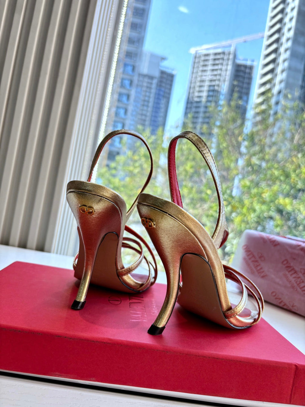 Valentino Fetishique Sandal 10.5cm Gold Leather 702285