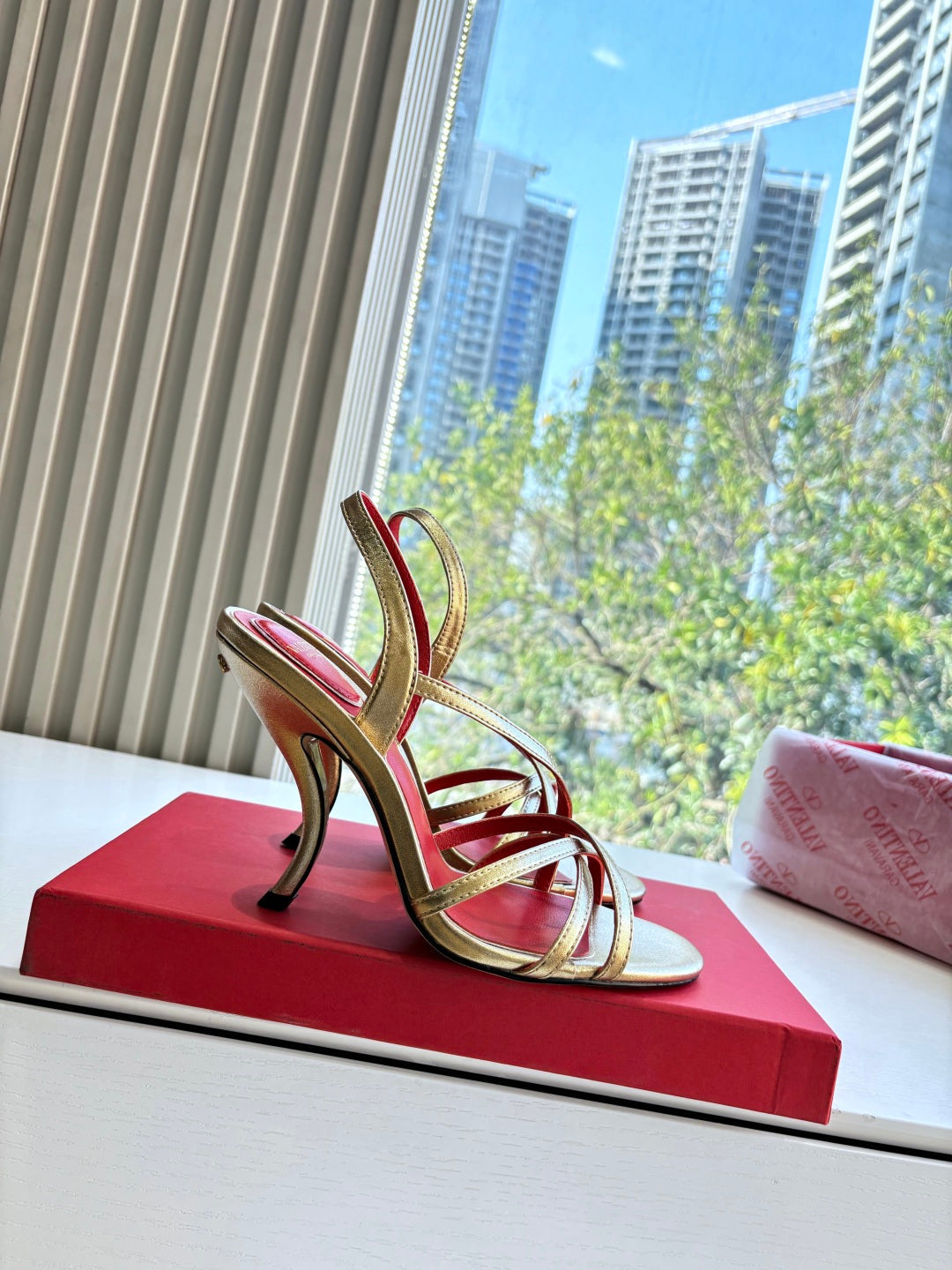Valentino Fetishique Sandal 10.5cm Gold Leather 702285