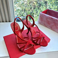 Valentino Fetishique Sandal 10.5cm Red Suede 702288