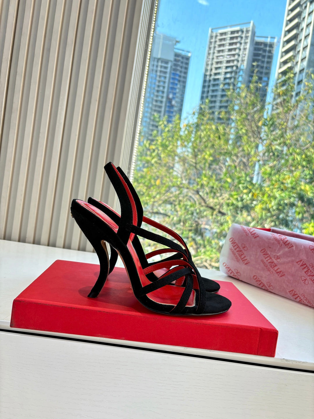 Valentino Fetishique Sandal 10.5cm Black Suede 702290