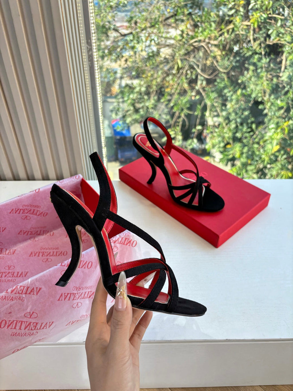 Valentino Fetishique Sandal 10.5cm Black Suede 702290