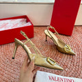 VLogo Signature Slingback 80mm Gold Embossed Sheepskin 702209